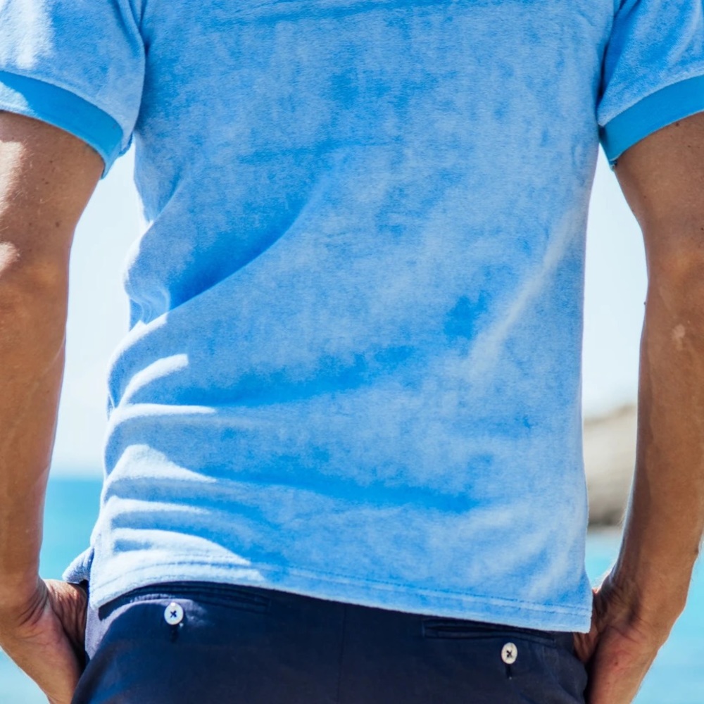 Only 1 Left! NWT! 🌤 Les Canebiers Sky Blue Polo Shirt - Picture 4 of 4